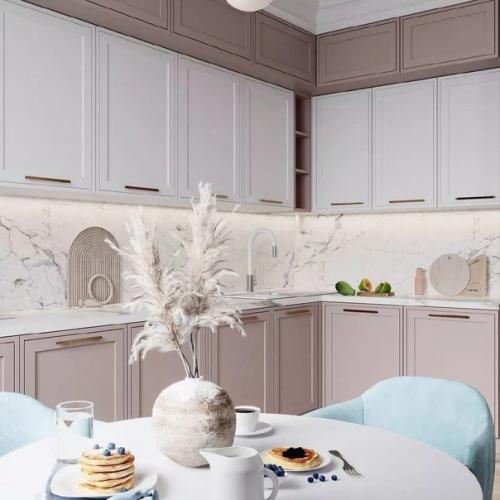 Вот такая изысканная, светлая и позитивная кухня - гостиная. 02