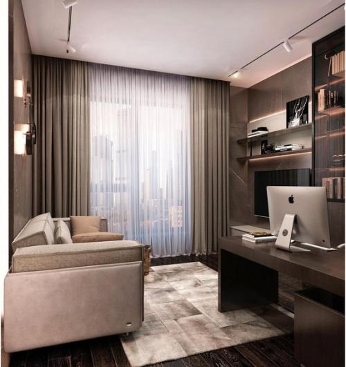 Монохромный кабинет.  Это максимально удобное, обособленное, стильное и эргономичное пространство. 02