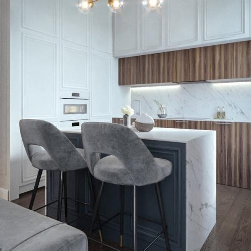 Кухня - гостиная в неоклассическом стиле. 04