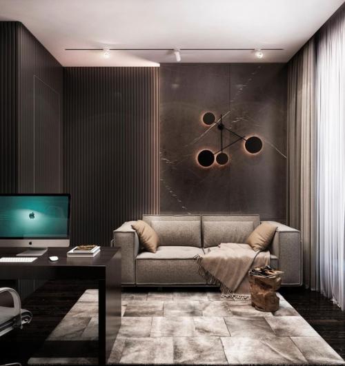 Монохромный кабинет.  Это максимально удобное, обособленное, стильное и эргономичное пространство. 01