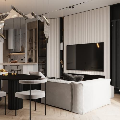 Кухня - гостиная площадью 42 кв. 01