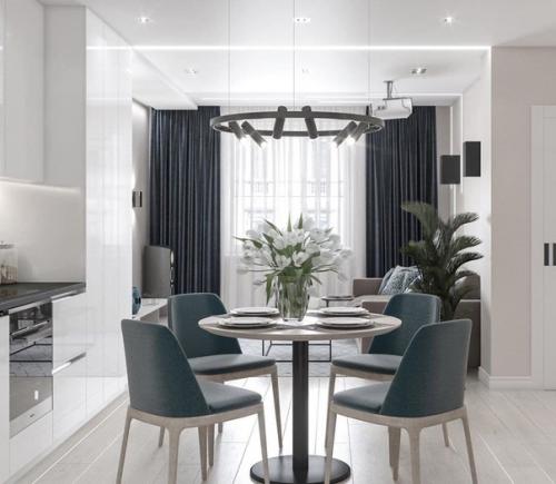 Минималистичный современный интерьер для молодой пары.