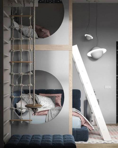 Необычный интерьер детской комнаты в космическом стиле. 04