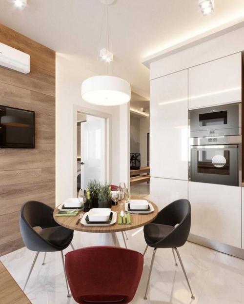 Однокомнатная квартира в миксе светлых оттенков и дерева. 07