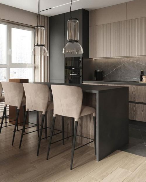 Очень уютная кухня - гостиная с камином.