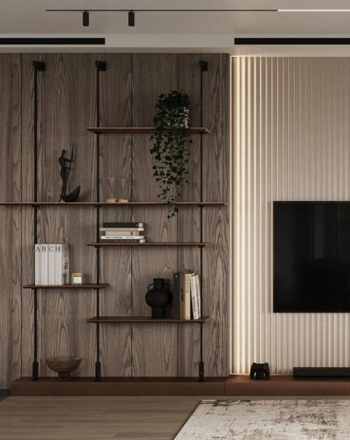 Очень уютная кухня - гостиная с камином. 05