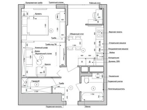 Дизайн - проект однокомнатной квартиры 41, 99 кв. 08
