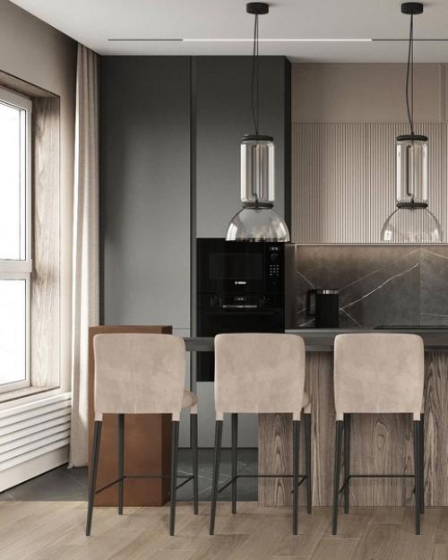 Очень уютная кухня - гостиная с камином. 03