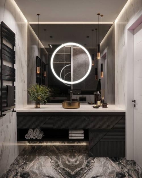 Интерьер студии в классическом сочетании черного и белого, площадью - 25 кв. 07