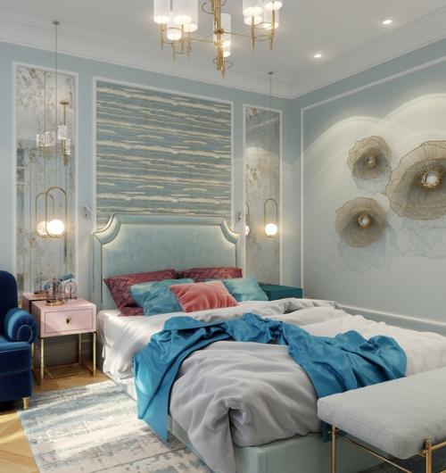 Яркая спальня для молодой девушки.