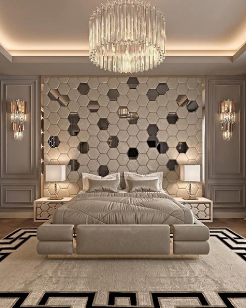 Очень красивый богатый дизайн спальни!