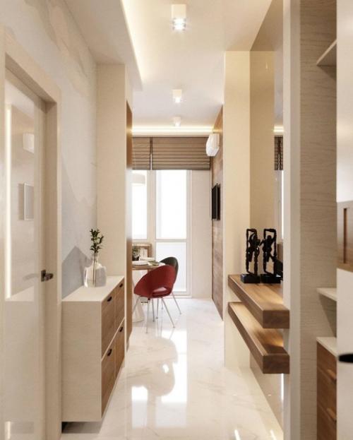 Однокомнатная квартира в миксе светлых оттенков и дерева. 04