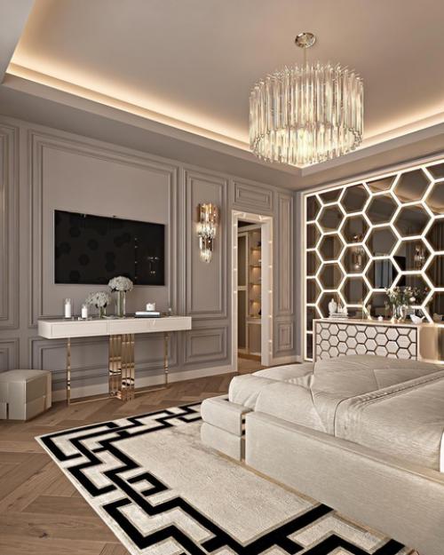 Очень красивый богатый дизайн спальни! 01