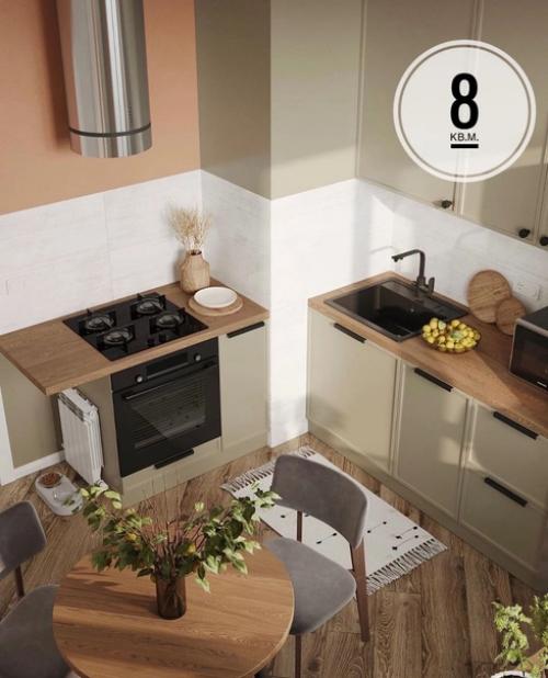 Уютная кухня в приятной цветовой гамме. 
