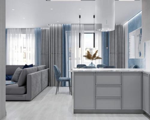 Кухня - гостиная площадью 33 кв. 02