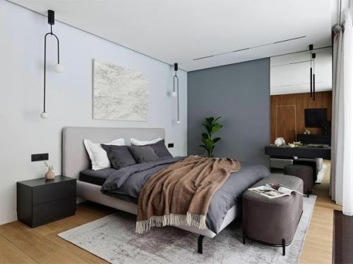 Обволакивающий интерьер загородного дома с акцентной винтовой лестницей. 08