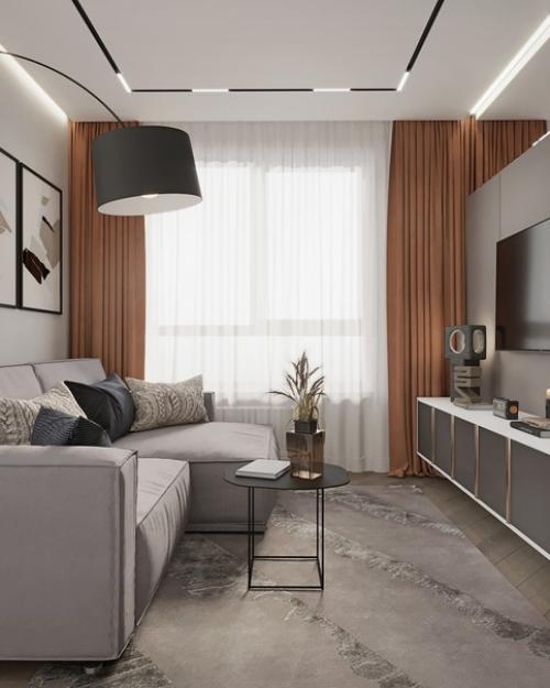 Светлая гостиная с яркими акцентами. 01