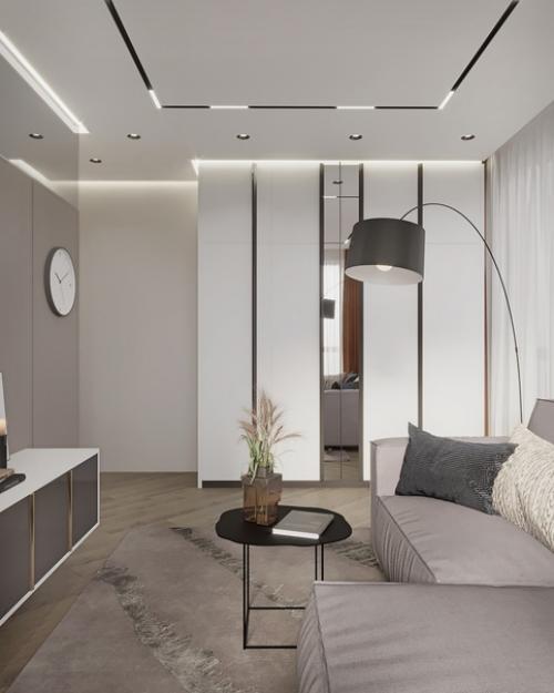 Светлая гостиная с яркими акцентами. 02