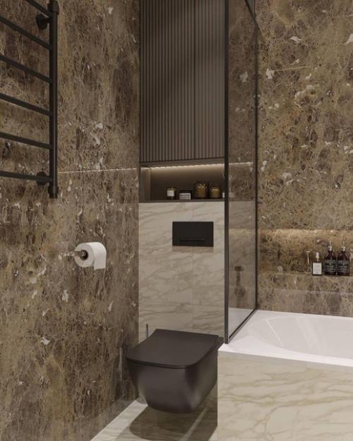 Ванная комната с темной цветовой гаммой в современном стиле. 04