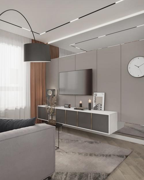 Светлая гостиная с яркими акцентами. 03