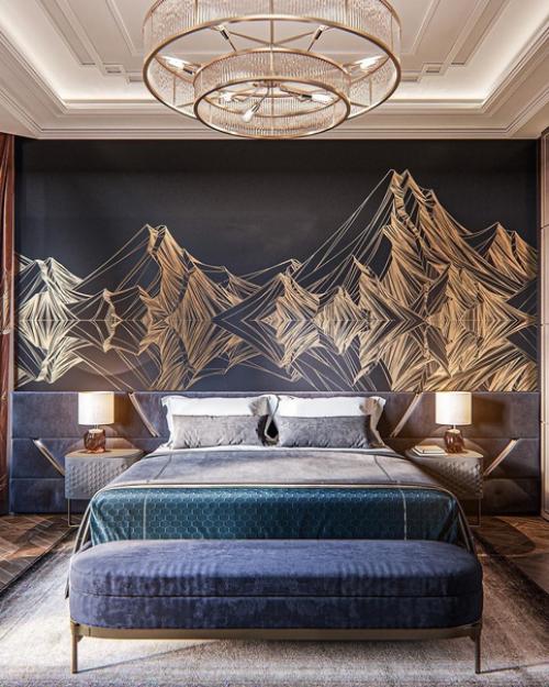 Интерьер спальни в стиле ар - деко.