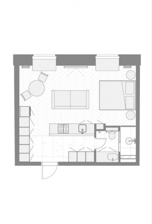 Квартира - студия, общей площадью - 36, 6 кв. 09