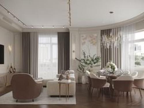 Кухня - гостиная в классическом стиле.