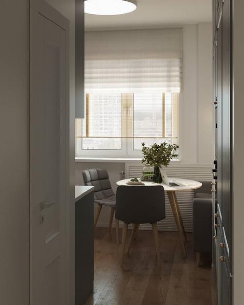 Кухня, выполненная в современном скандинавском стиле, представляет собой пространство с минималистичным дизайном и функциональной мебелью. 04