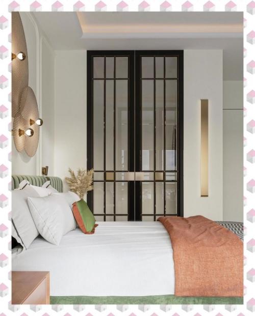 Интерьер спальни с балконом. 06