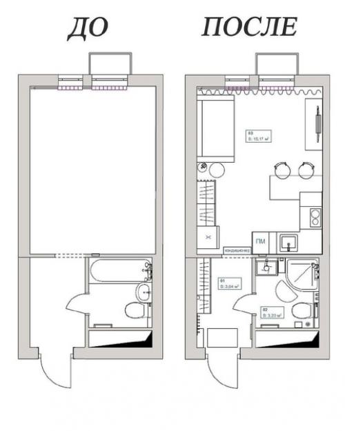 Квартира - студия, площадью - 22 кв. 08