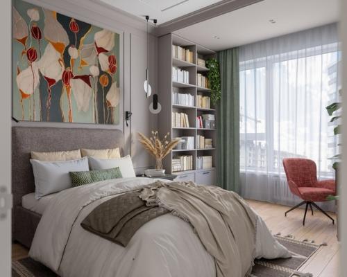 Спальня в однокомнатной квартире. 03