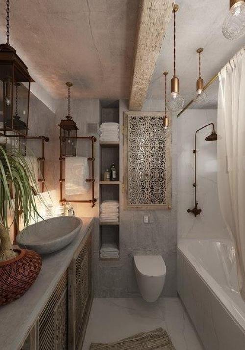 Интеpьер кваpтиры с откpытыми киpпичными стeнами (55 кв. 05