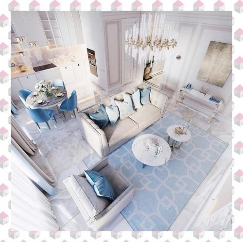 Нежная кухня - гостиная, площадью - 35 кв. 04