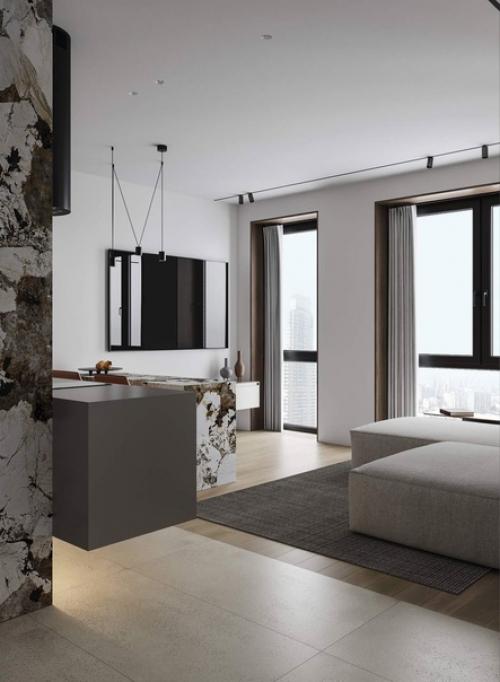 Панорамное остекление придает квартире особый шик и обеспечивает оптимальное количество естественного света. 05