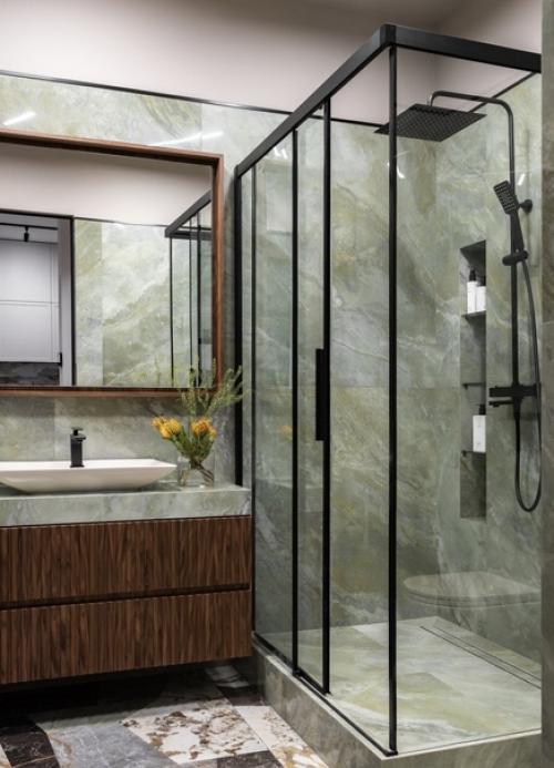 Современная евродвушка с зелеными акцентами. 07