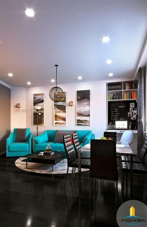 Наша работа.  Гостиная с обеденной зоной. 04