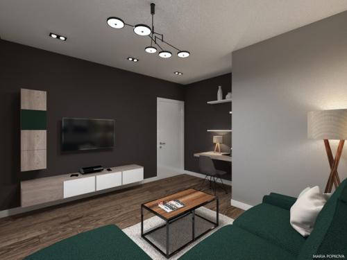 Гостиная с лоджией в квартире для холостяка. 02