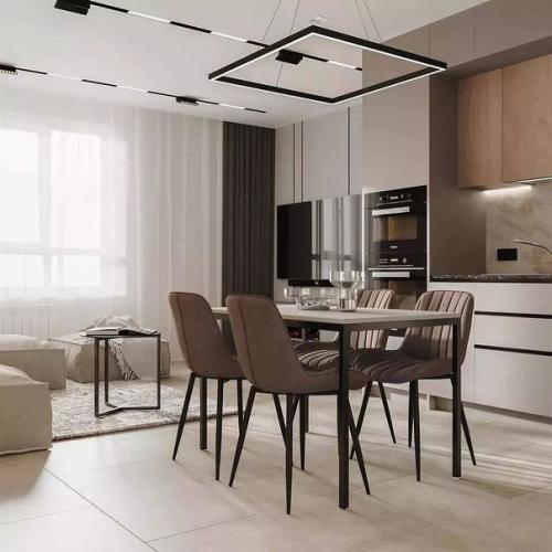 Лаконичный дизайн, четкие линии и большое внимание к фактуре - все это характерно дизайну этой кухни - гостиной. 01