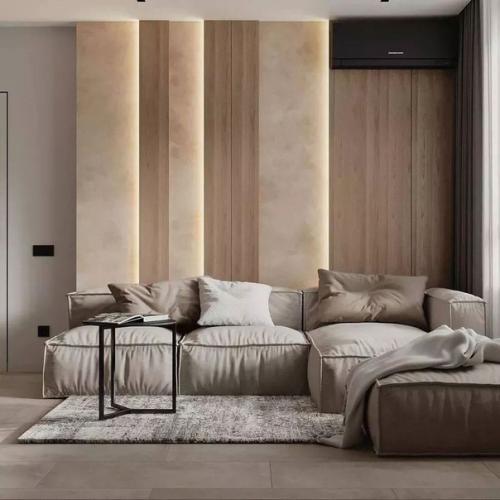 Лаконичный дизайн, четкие линии и большое внимание к фактуре - все это характерно дизайну этой кухни - гостиной.