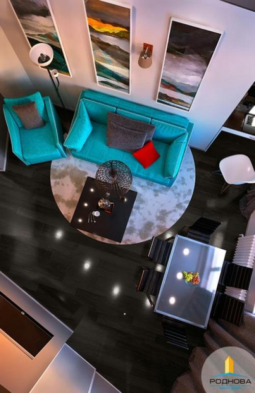 Наша работа.  Гостиная с обеденной зоной.