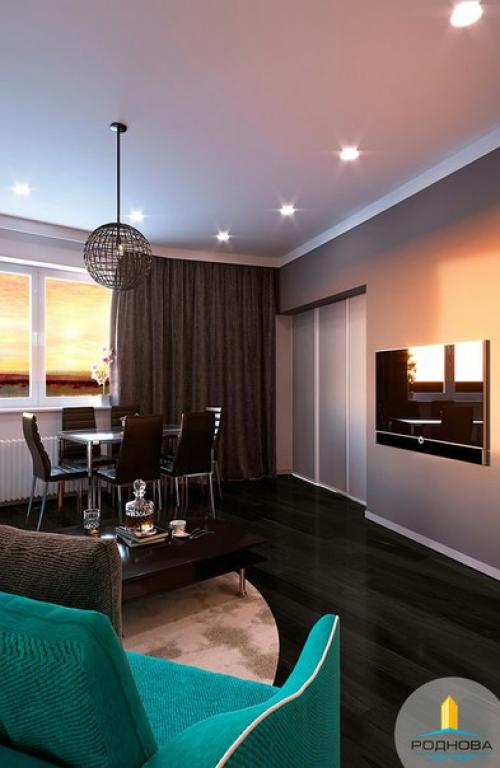 Наша работа.  Гостиная с обеденной зоной. 01