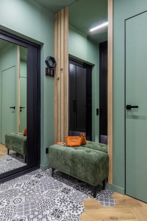 Уютная двушка в зеленых тонах для юной девушки. 08