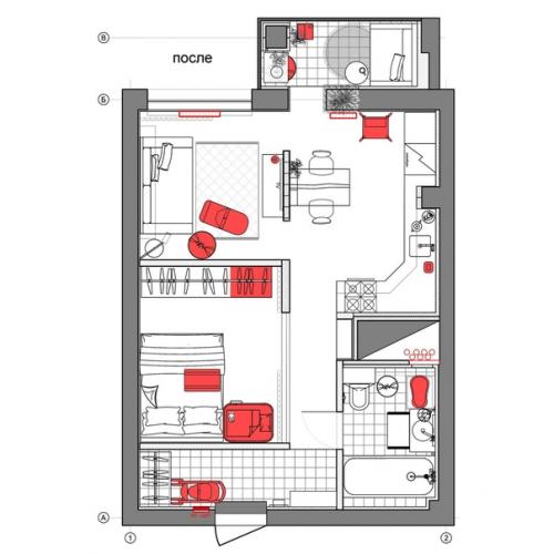 Очень крутая перепланировка из однушки в двушку. 09