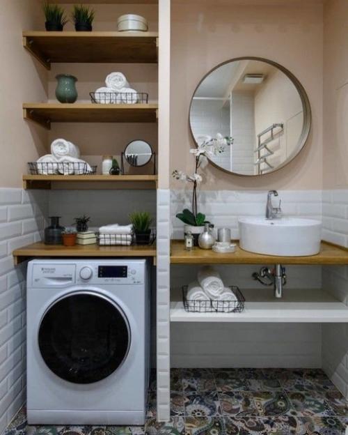 Разнообразные идеи размещения стиральной машины. 04