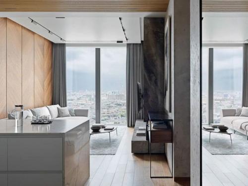 Апартаменты в высотке.  Удобный и комфортный интерьер для проживания одного человека. 03