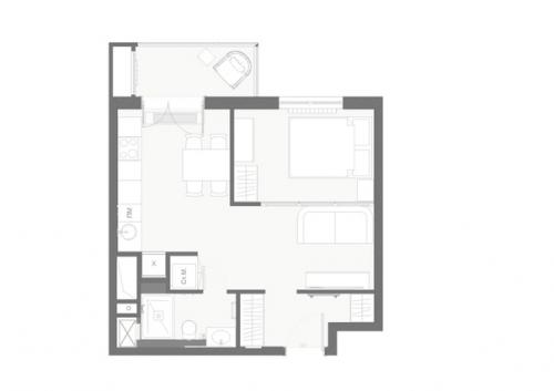 Однокомнатная квартира, площадью - 38 кв. 09