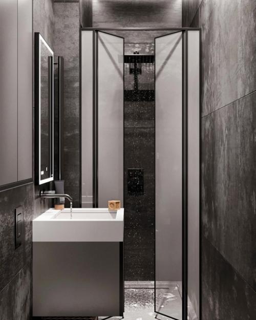 Чёрный цвет в ванной комнате. 01