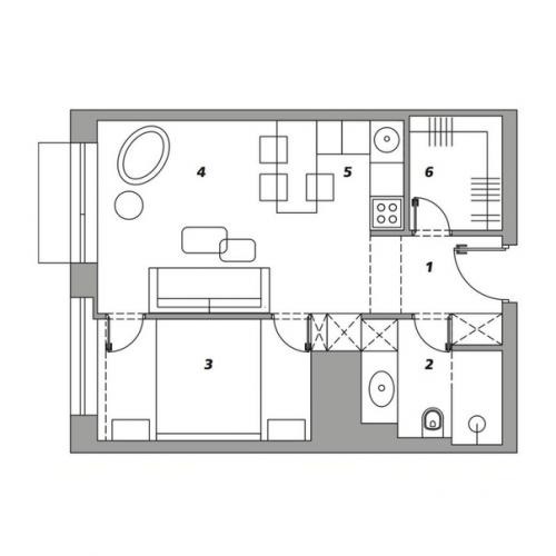 Стильная квартира площадью 42 м 2. 05