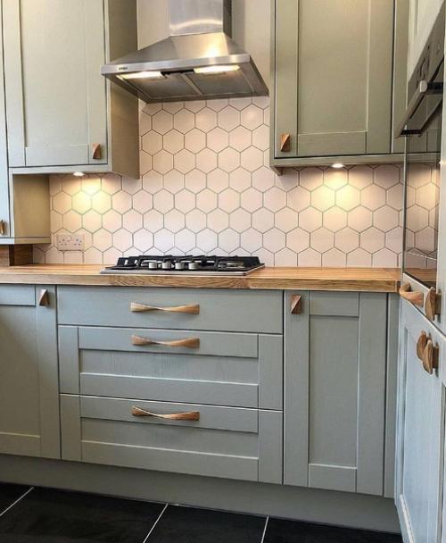 Стильная кухня оливкового цвета. 02