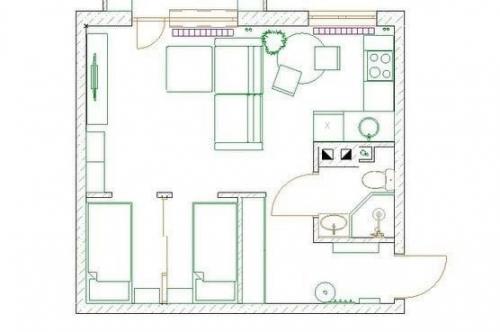 Яркая квартира, площадью - 33, 55 кв. 09